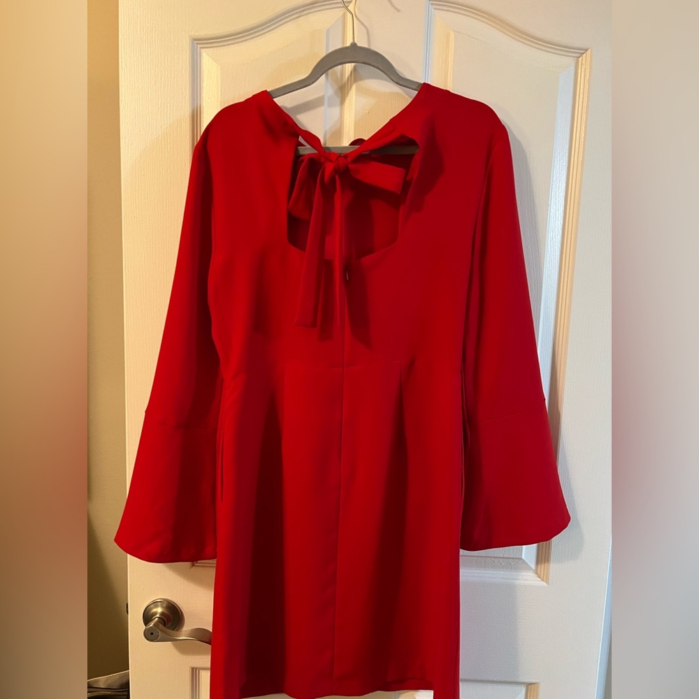 Banana Republic Stunning Red Back-tie Dress with bell sleeves - Picture 2 of 11